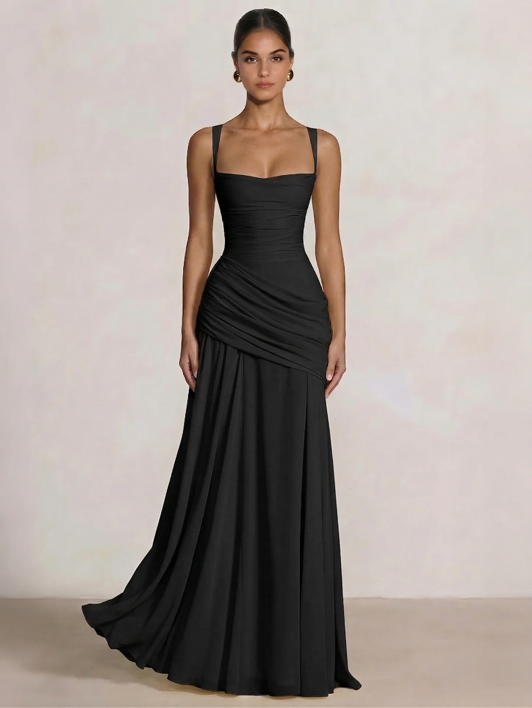 A-Line Ruched Chiffon Prom Dress with Spaghetti Straps