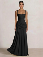 A-Line Ruched Chiffon Prom Dress with Spaghetti Straps