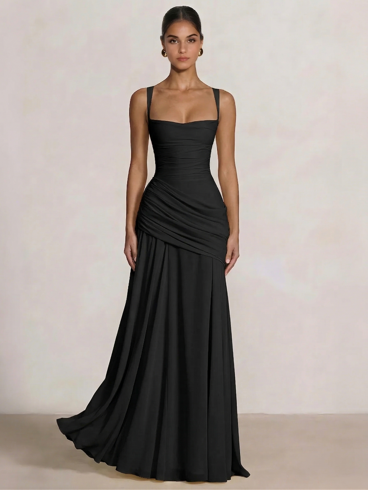 A-Line Ruched Chiffon Prom Dress with Spaghetti Straps