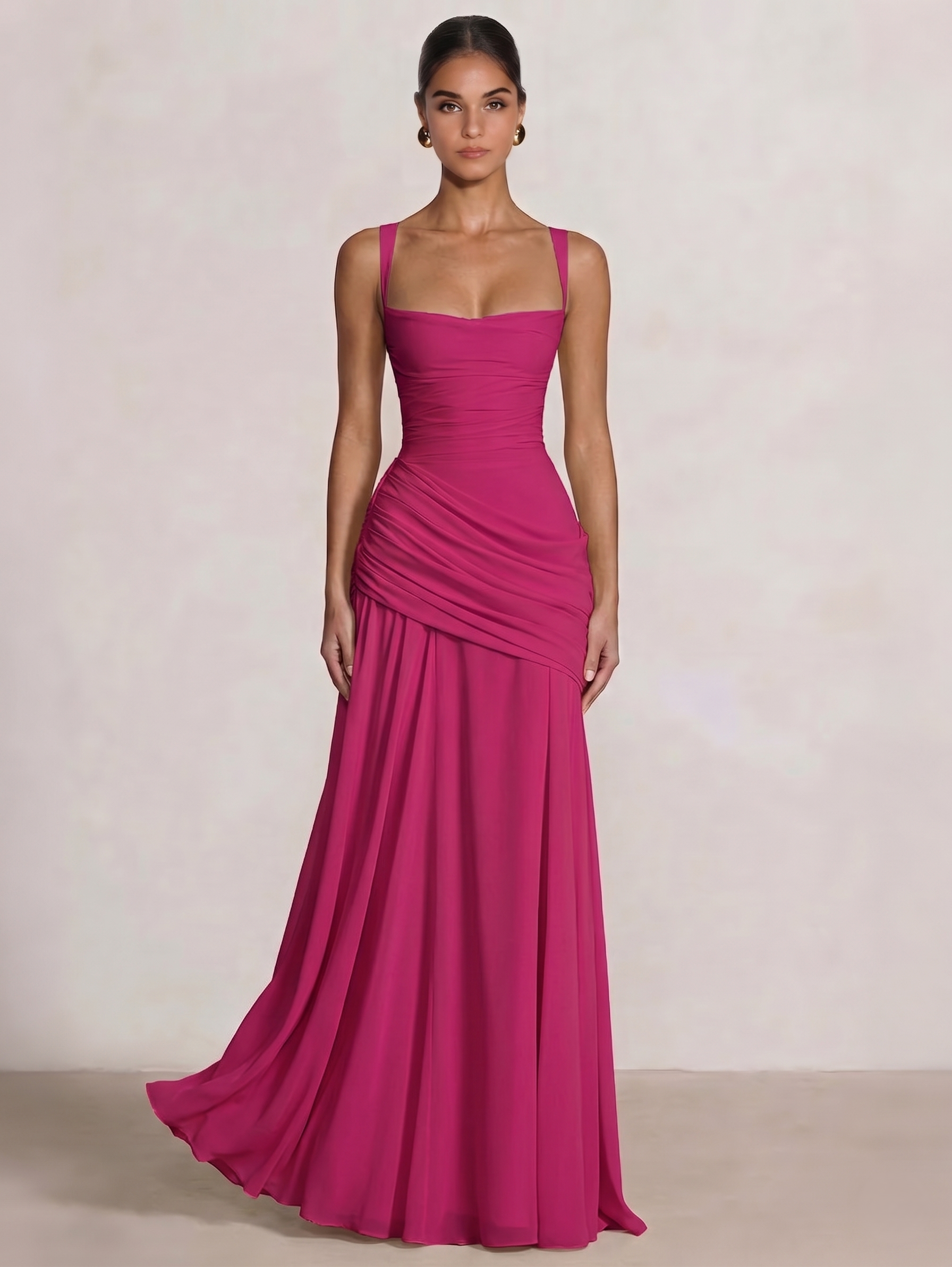 A-Line Ruched Chiffon Prom Dress with Spaghetti Straps