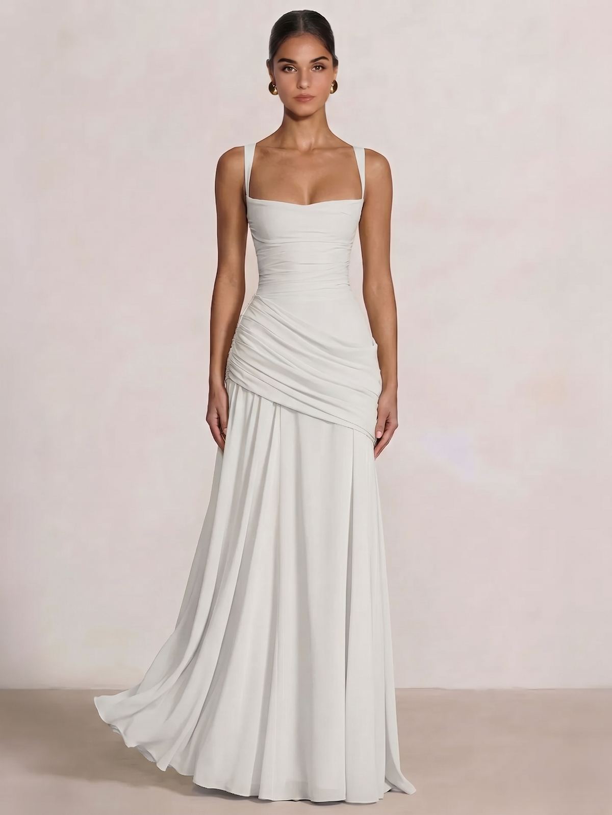 A-Line Ruched Chiffon Prom Dress with Spaghetti Straps