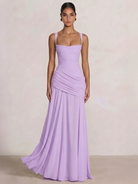 A-Line Ruched Chiffon Prom Dress with Spaghetti Straps