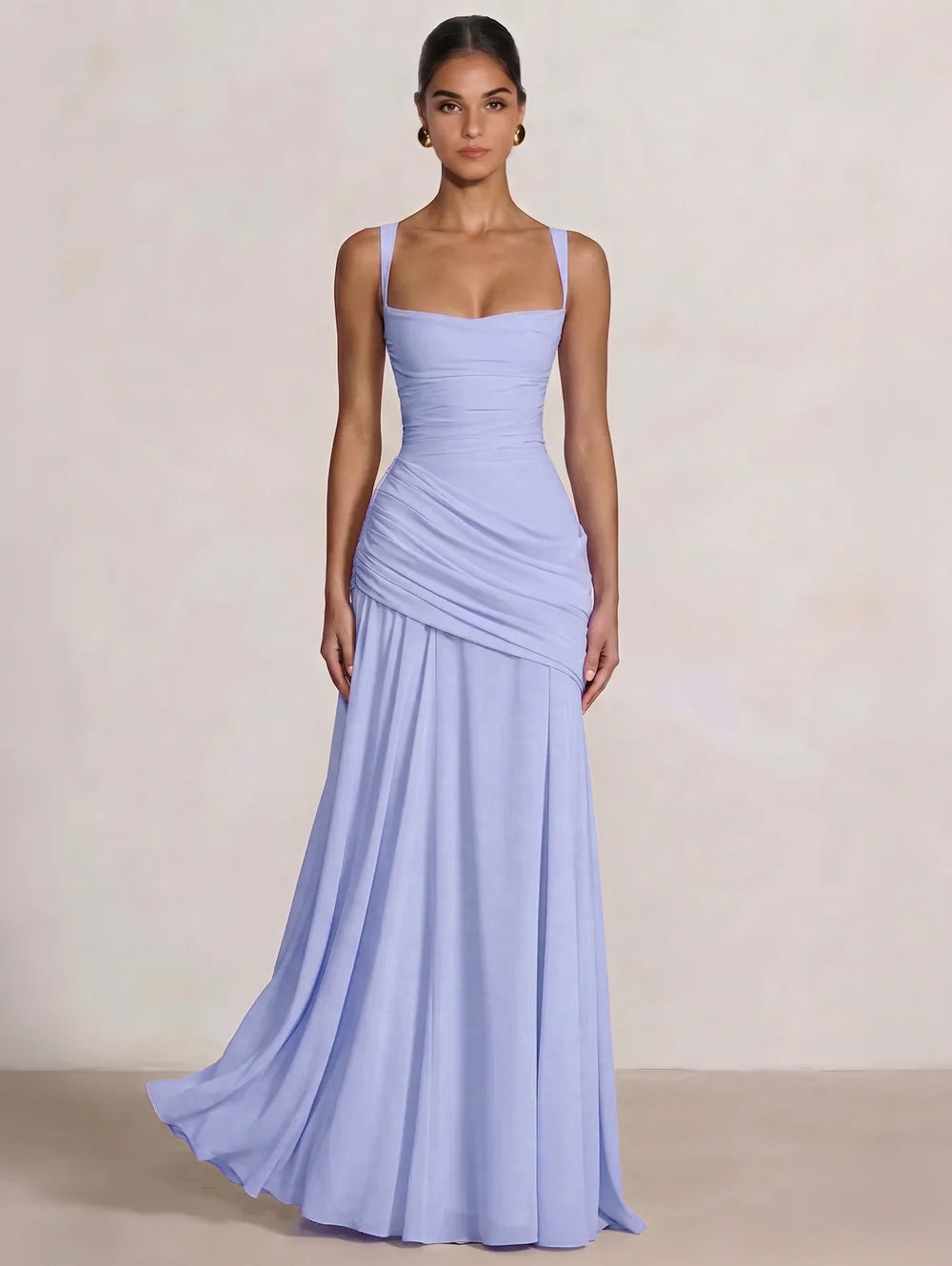 A-Line Ruched Chiffon Prom Dress with Spaghetti Straps