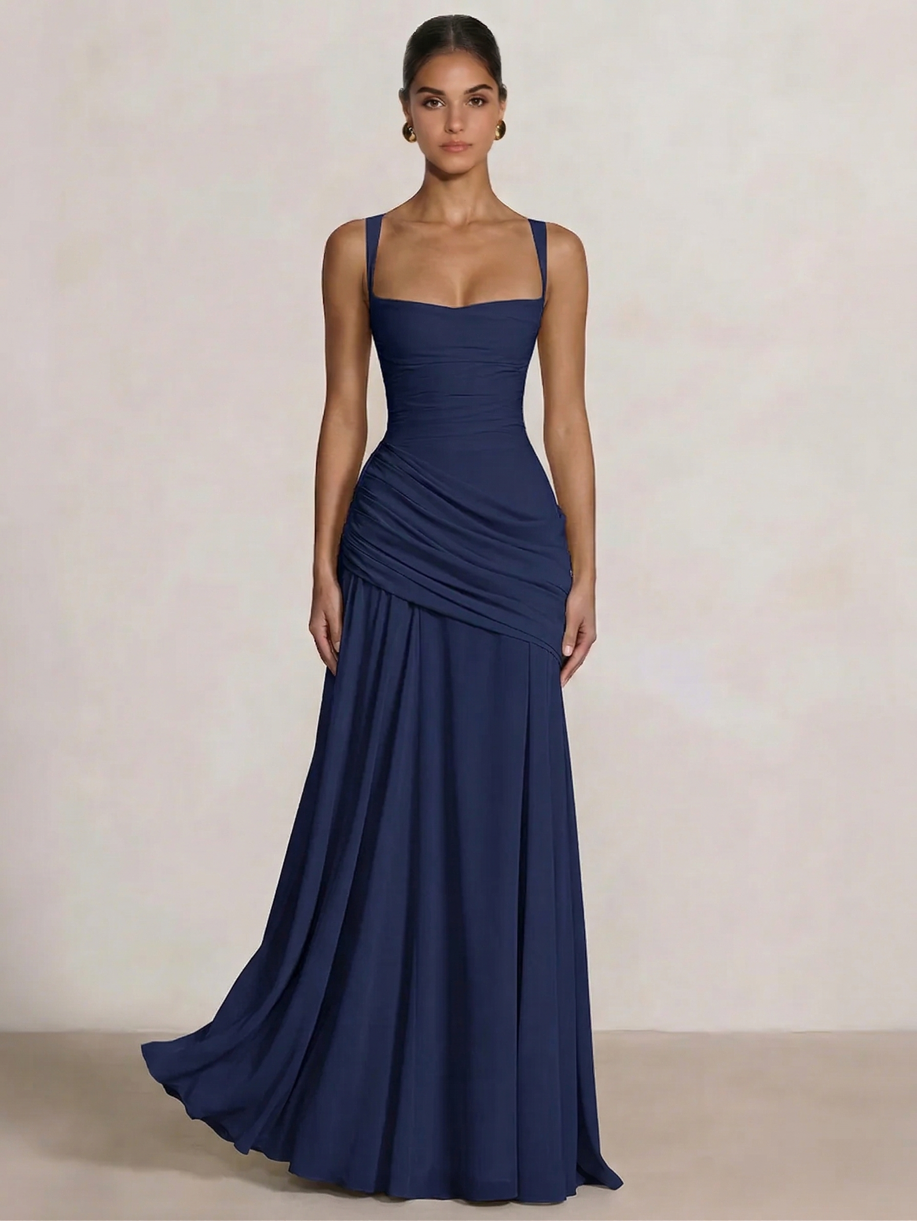 A-Line Ruched Chiffon Prom Dress with Spaghetti Straps
