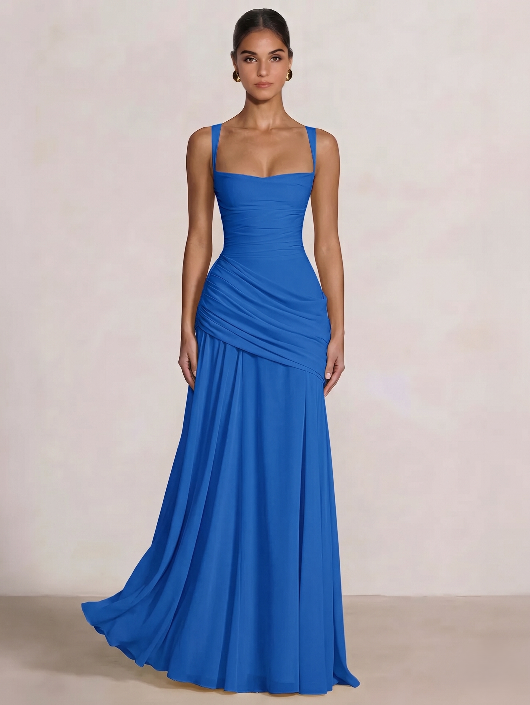 A-Line Ruched Chiffon Prom Dress with Spaghetti Straps