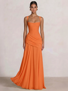 A-Line Ruched Chiffon Prom Dress with Spaghetti Straps
