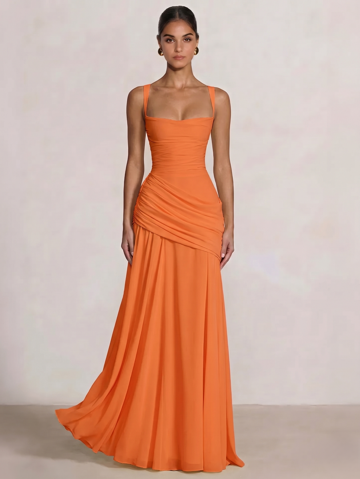 A-Line Ruched Chiffon Prom Dress with Spaghetti Straps