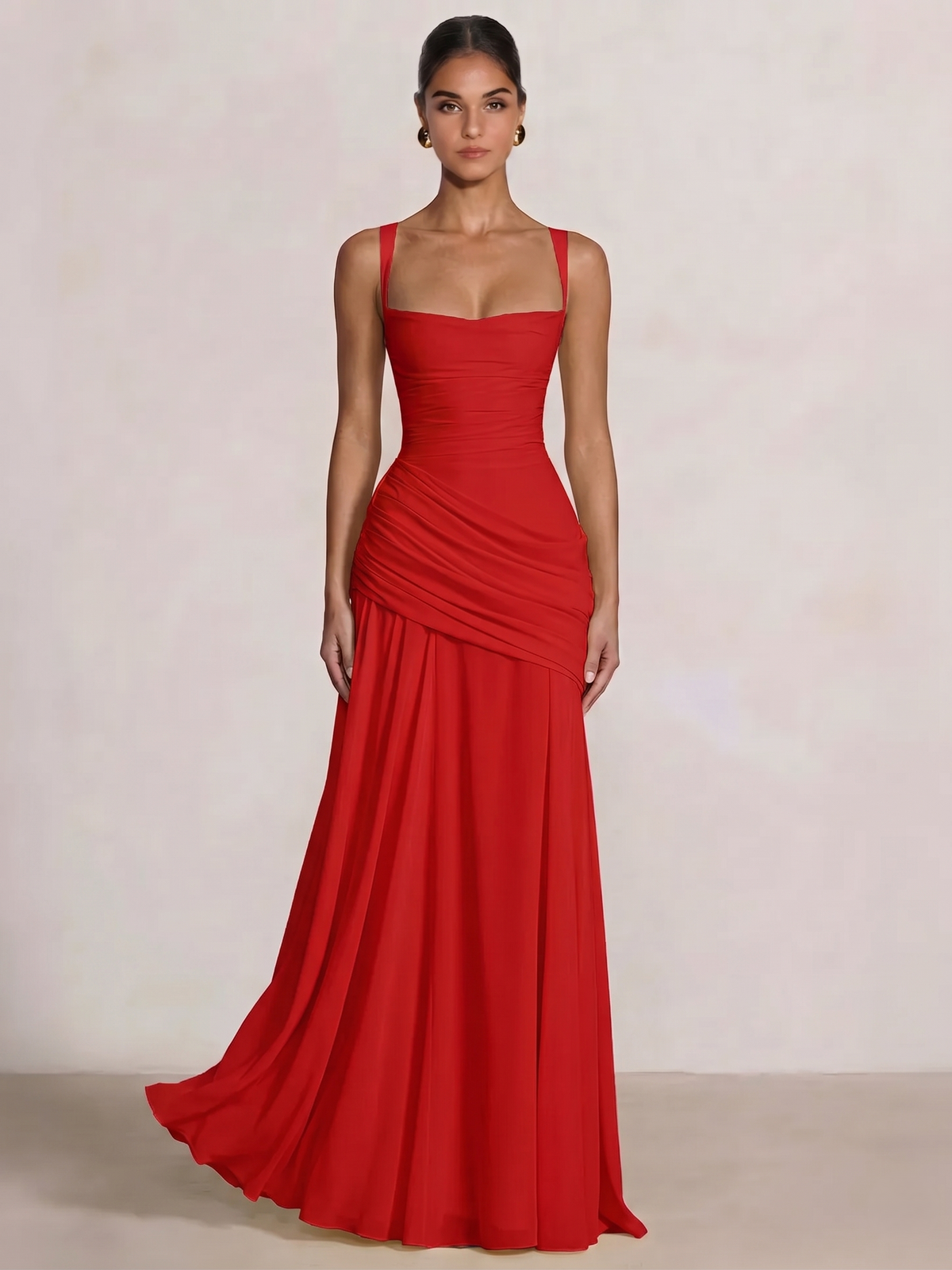 A-Line Ruched Chiffon Prom Dress with Spaghetti Straps