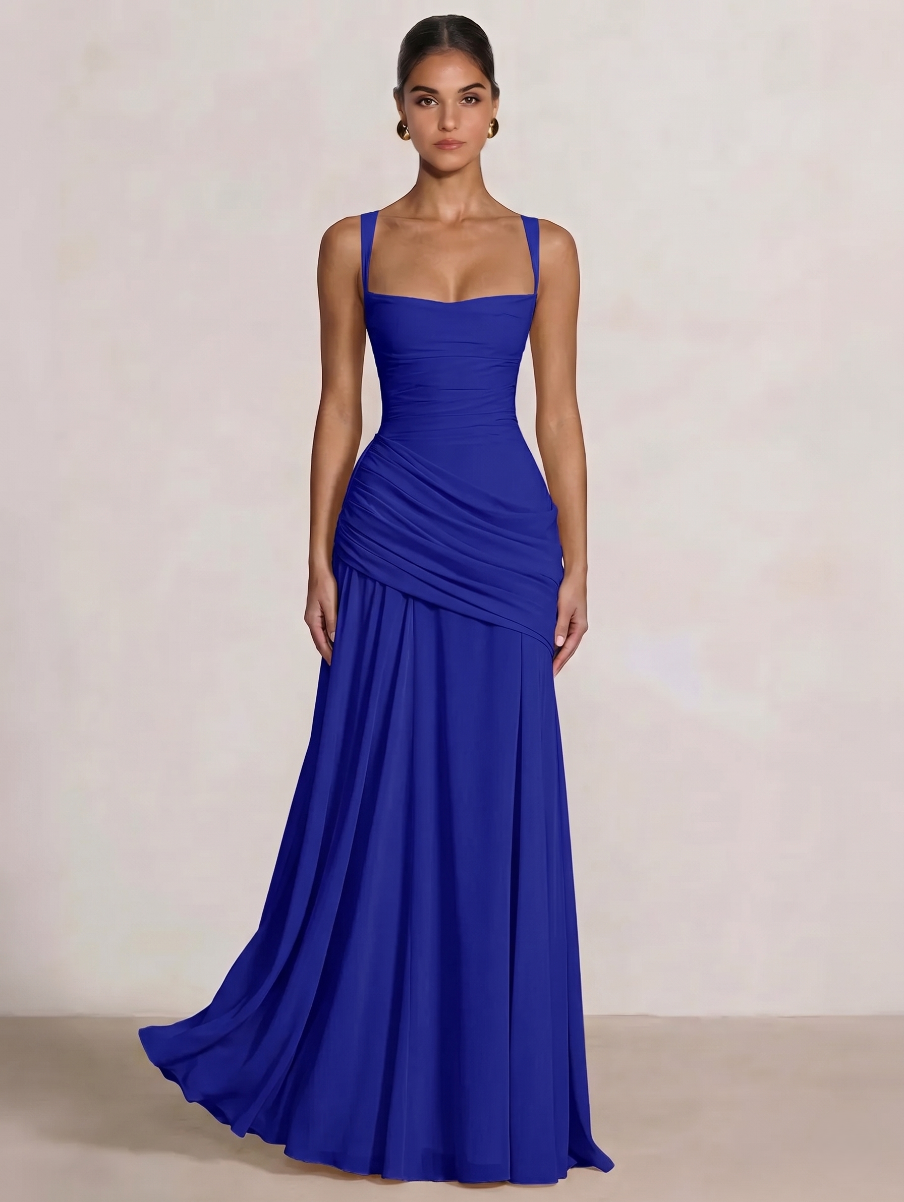 A-Line Ruched Chiffon Prom Dress with Spaghetti Straps