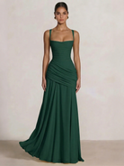 A-Line Ruched Chiffon Prom Dress with Spaghetti Straps