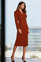Sheath Double-Breasted Midi Blazer Dress