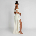 Off-Shoulder Maxi Dress with Slit
