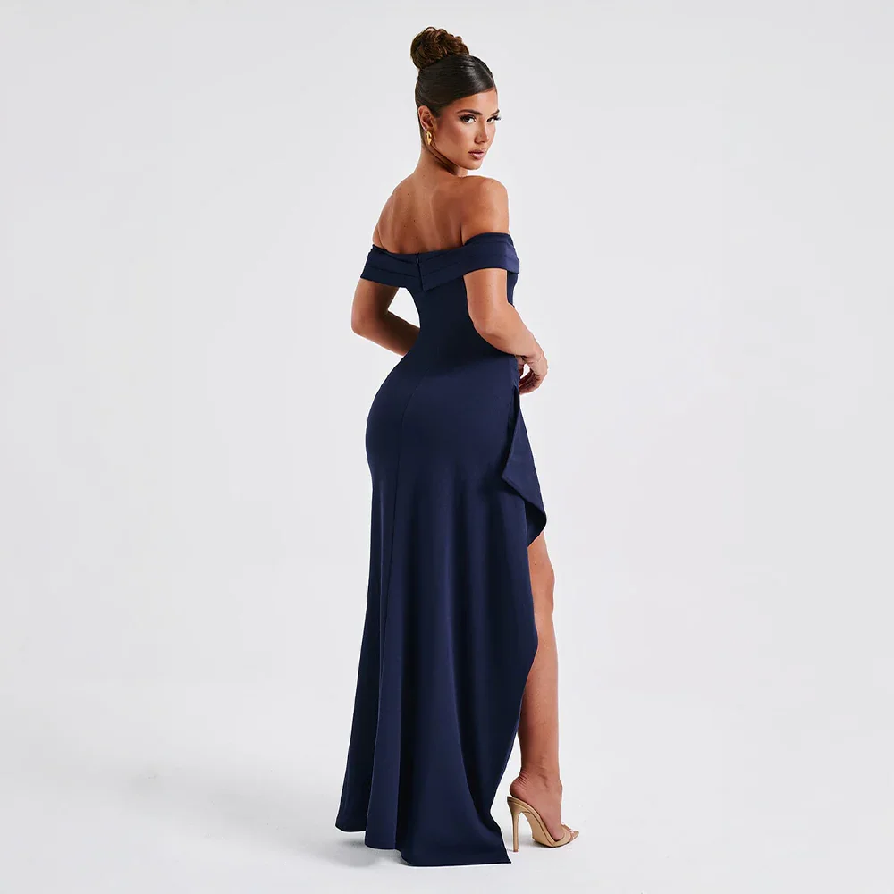 Off-Shoulder Maxi Dress with Slit