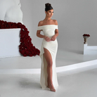 Off-Shoulder Maxi Dress with Slit