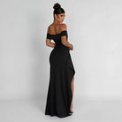 Off-Shoulder Maxi Dress with Slit