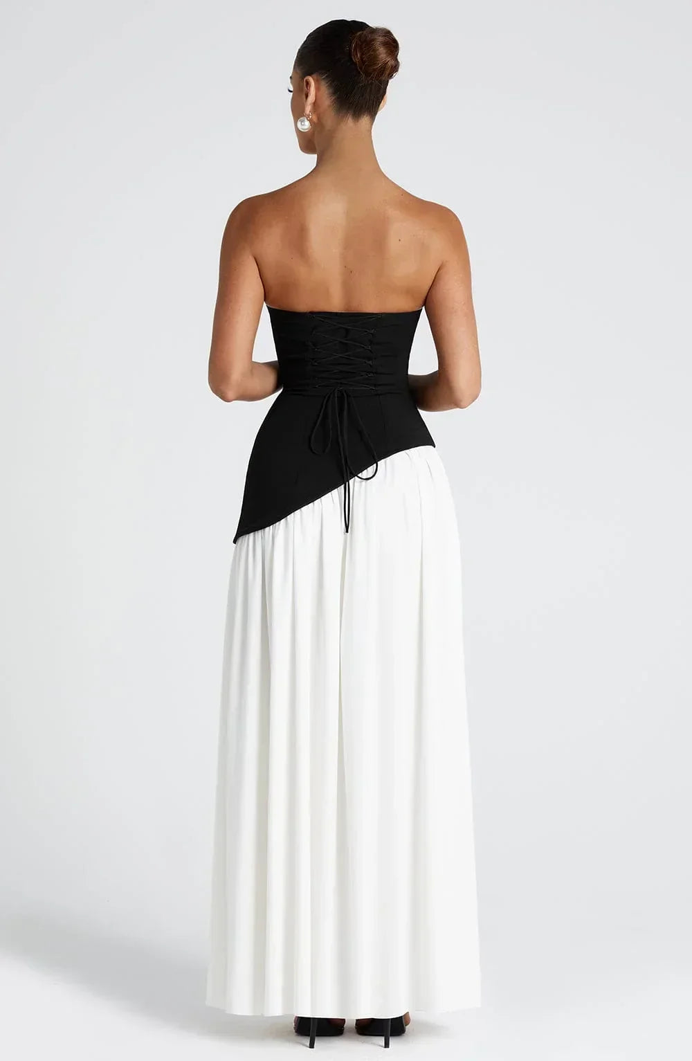 Fitted Corset Maxi Dress with Scarf Detail and Slit