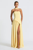 Fitted Corset Maxi Dress with Scarf Detail and Slit