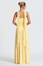 Fitted Corset Maxi Dress with Scarf Detail and Slit