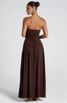 Fitted Corset Maxi Dress with Scarf Detail and Slit
