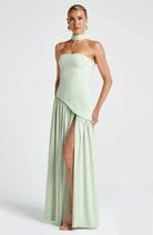 Fitted Corset Maxi Dress with Scarf Detail and Slit
