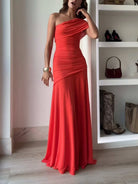 Asymmetric Ruched Maxi Dress