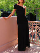 Asymmetric Ruched Maxi Dress